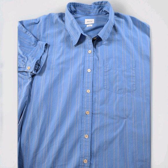 Aritzia Wilfred Free Stripe Shirt Womens L Blue Boxy Boyfriend Button Up - Picture 3 of 8